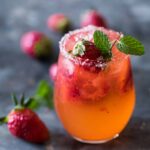 Mint strawberry moscow mule cocktail
