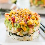 SPICY SHRIMP STACKS WITH MANGO SALSA